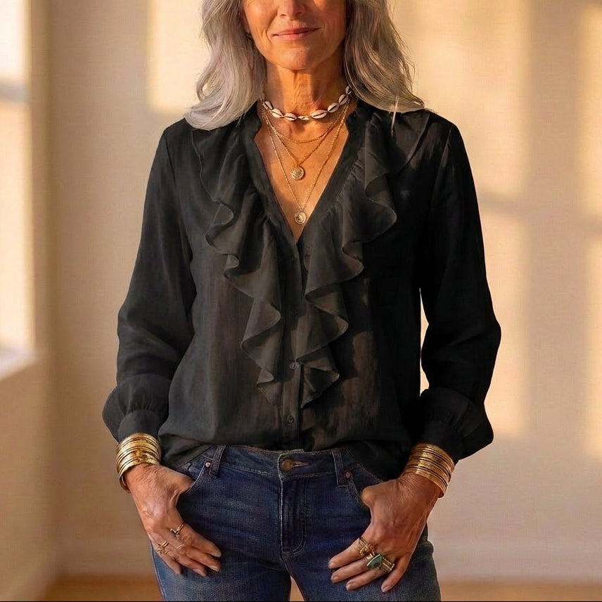 Blouse avec volants en cascade sur le devant