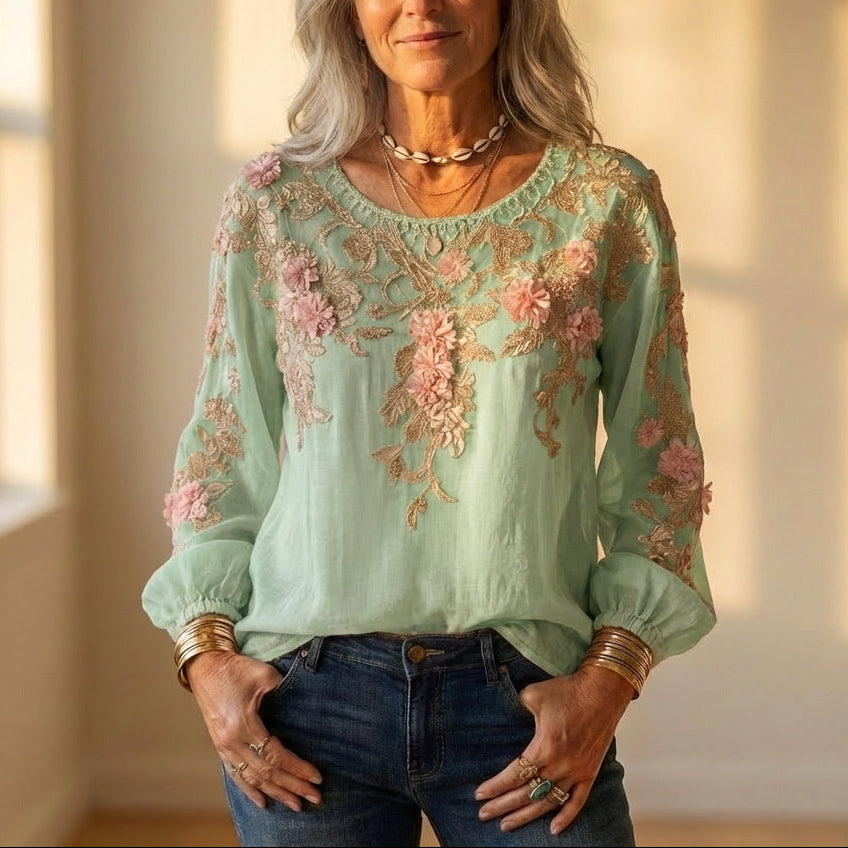 Blouse Met Bloemenborduurwerk