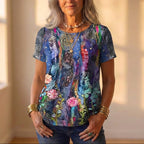 Top con estampado floral y de remolinos