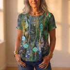 Top con estampado floral y de remolinos