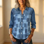 Camisa con patchwork y botones en la parte delantera