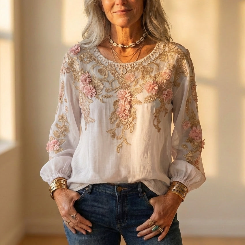 Blusa Con Bordado Floral