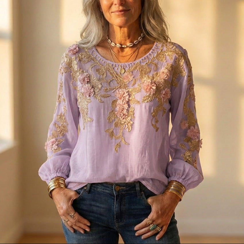 Bluse mit Blumenstickerei