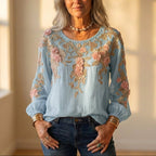 Blusa Con Ricami Floreali