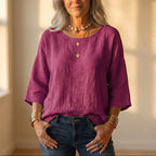 Top Lino Gris Manga Larga