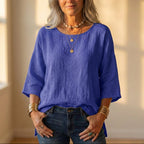 Top grijs linnen met lange mouw