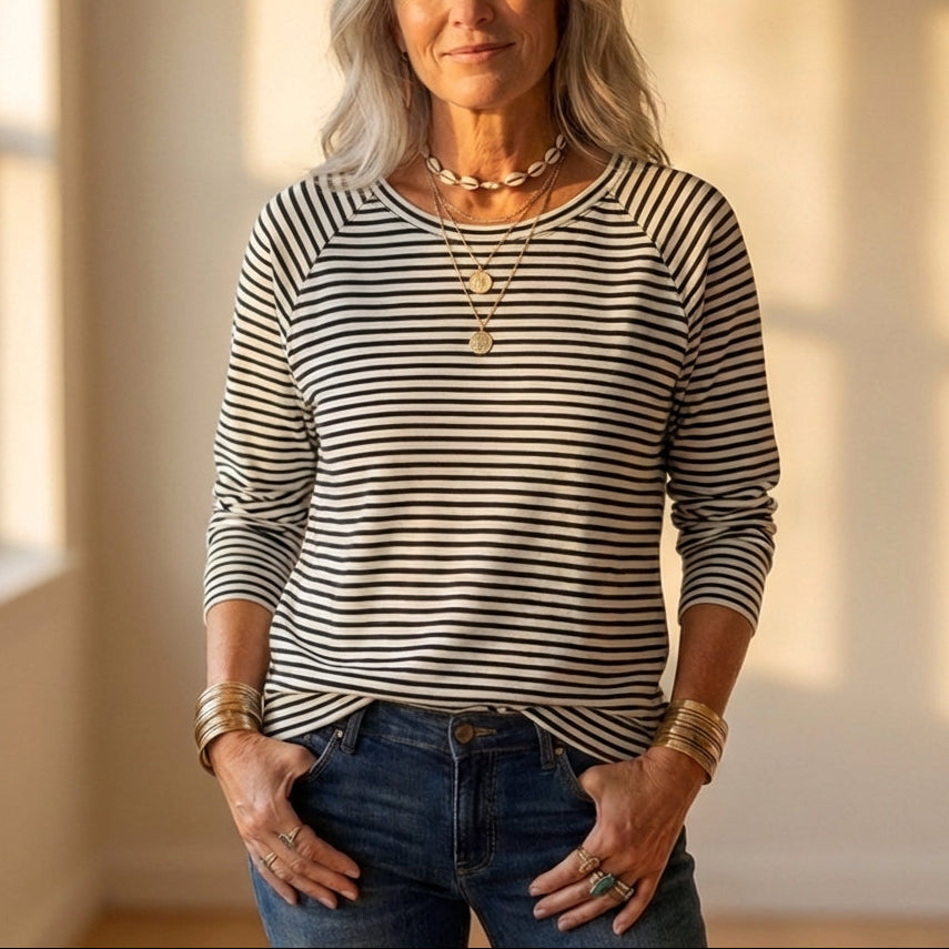 Top met horizontale strepenprint