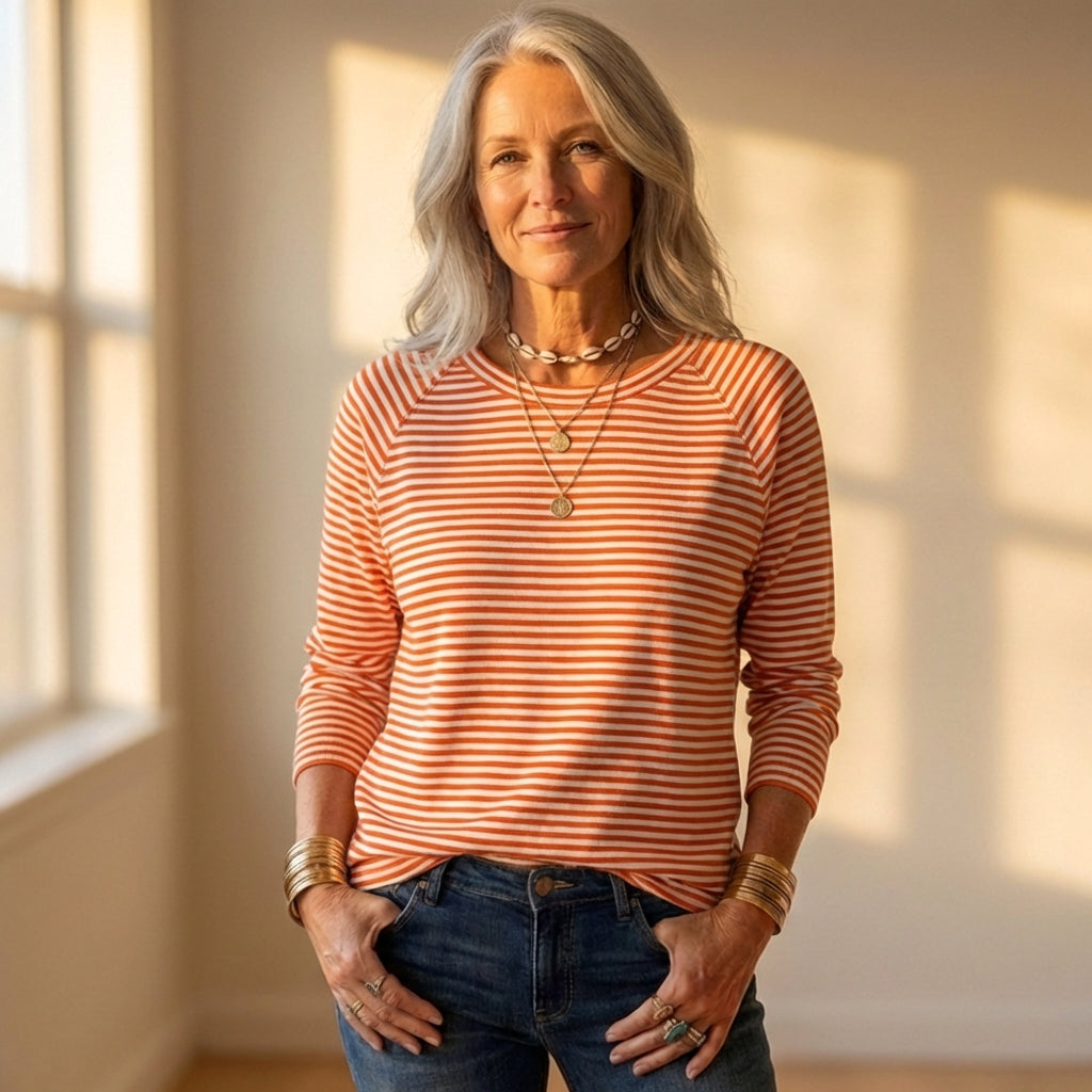 Top met horizontale strepenprint