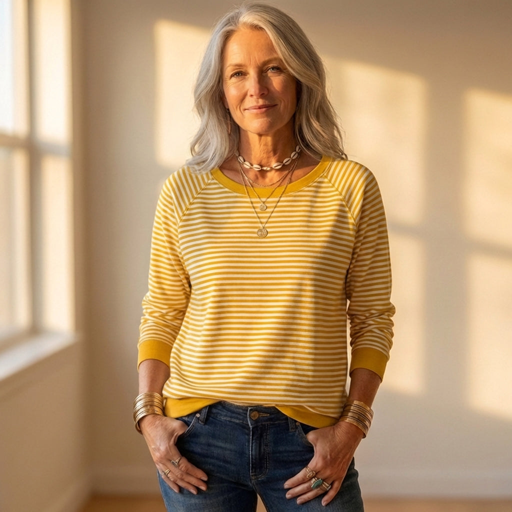 Top met horizontale strepenprint