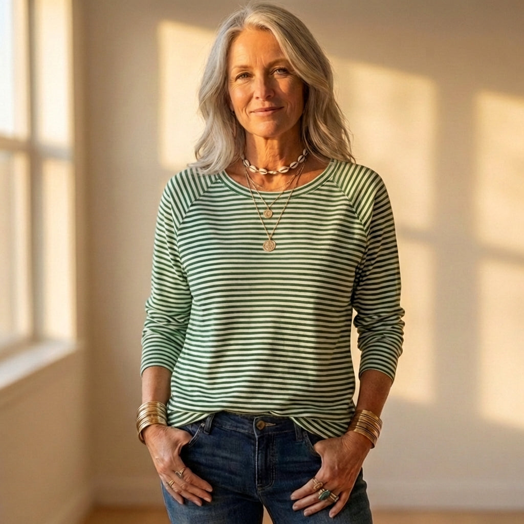 Top met horizontale strepenprint