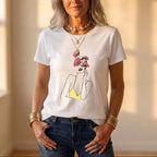 Camiseta de algodón con gráfico de corazón degradado