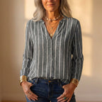 Camicia abbottonata in cotone con riga verticale bordeaux