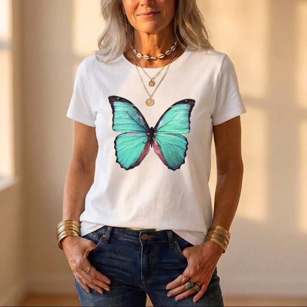 Camiseta de algodón con gráfico de corazón degradado