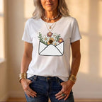 Camiseta de algodón con gráfico de corazón degradado