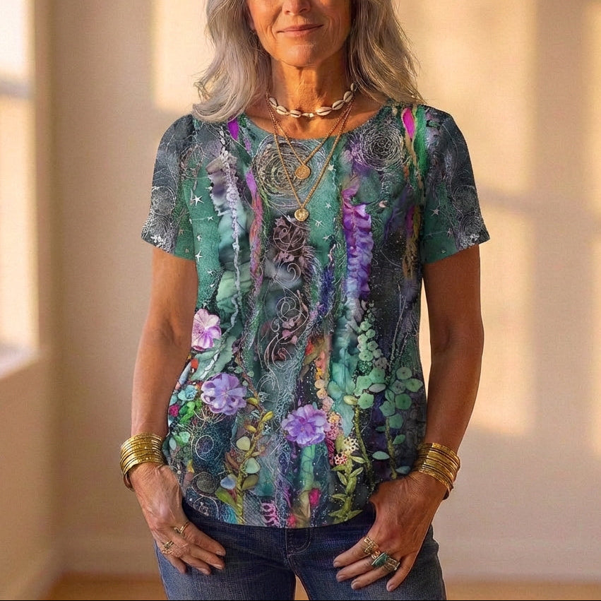 Top con estampado floral y de remolinos